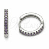 Rhodium Gold Filled Huggie Hoop, with Amethyst Cubic Zirconia, Polished, Rhodium Finish, 02.267.0148.8.16