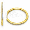 Oro Laminado Huggie Hoop, Gold Filled Style with White Micro Pave, Polished, Golden Finish, 02.267.0149.35
