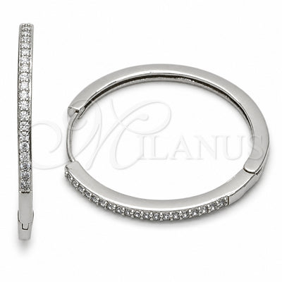 Rhodium Gold Filled Huggie Hoop, with White Micro Pave, Polished, Rhodium Finish, 02.267.0149.1.35