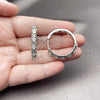 Rhodium Gold Filled Huggie Hoop, with White Cubic Zirconia, Polished, Rhodium Finish, 02.267.0151.1.30