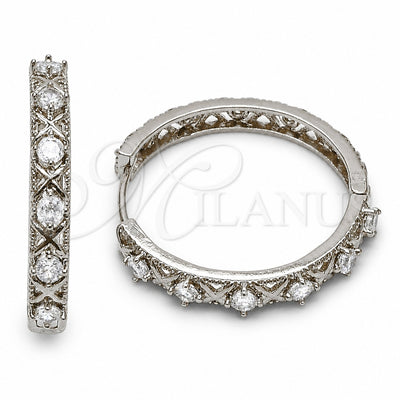 Rhodium Gold Filled Huggie Hoop, with White Cubic Zirconia, Polished, Rhodium Finish, 02.267.0151.1.30