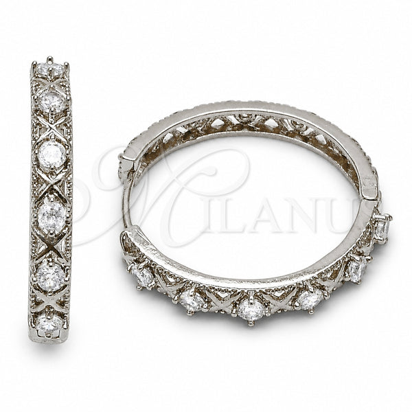 Rhodium Gold Filled Huggie Hoop, with White Cubic Zirconia, Polished, Rhodium Finish, 02.267.0151.1.30