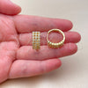 Oro Laminado Huggie Hoop, Gold Filled Style with White Cubic Zirconia, Polished, Golden Finish, 02.267.0152.20