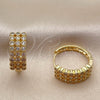 Oro Laminado Huggie Hoop, Gold Filled Style with White Cubic Zirconia, Polished, Golden Finish, 02.267.0152.20