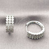 Rhodium Gold Filled Huggie Hoop, with White Cubic Zirconia, Polished, Rhodium Finish, 02.267.0152.1.20