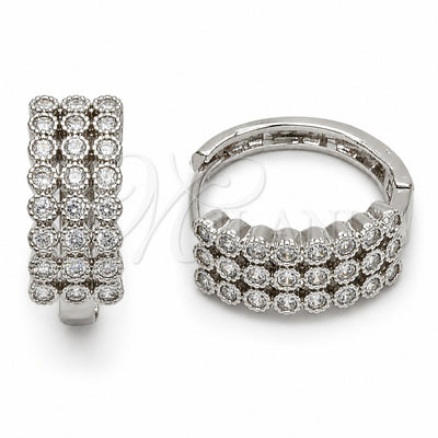Rhodium Gold Filled Huggie Hoop, with White Cubic Zirconia, Polished, Rhodium Finish, 02.267.0152.1.20 for wholesale, main product view