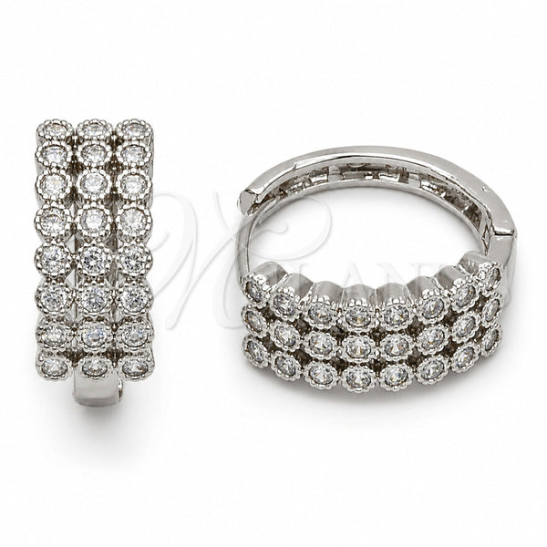 Rhodium Gold Filled Huggie Hoop, with White Cubic Zirconia, Polished, Rhodium Finish, 02.267.0152.1.20