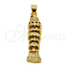 Oro Laminado Fancy Pendant, Gold Filled Style Fish Design, with Ruby and Amethyst Cubic Zirconia, Polished, Golden Finish, 05.459.0074