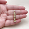 Oro Laminado Fancy Pendant, Gold Filled Style Fish Design, with White Cubic Zirconia, Polished, Golden Finish, 05.459.0074.1