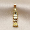 Oro Laminado Fancy Pendant, Gold Filled Style Fish Design, with White Cubic Zirconia, Polished, Golden Finish, 05.459.0074.1