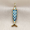 Oro Laminado Fancy Pendant, Gold Filled Style Fish Design, Blue Enamel Finish, Golden Finish, 05.459.0075.2