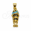 Oro Laminado Fancy Pendant, Gold Filled Style Fish Design, Azul claro Enamel Finish, Golden Finish, 05.459.0023.3