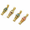 Oro Laminado Fancy Pendant, Gold Filled Style Fish Design, Azul claro Enamel Finish, Golden Finish, 05.459.0023.3