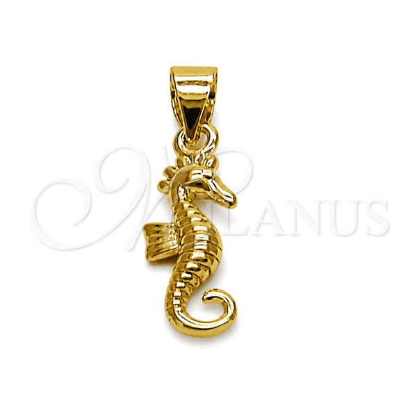 Oro Laminado Fancy Pendant, Gold Filled Style Seahorse Design, Polished, Golden Finish, 05.459.0078
