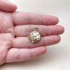 Oro Laminado Fancy Pendant, Gold Filled Style Shell Design, with White Cubic Zirconia and Ivory Pearl, Polished, Golden Finish, 05.459.0081
