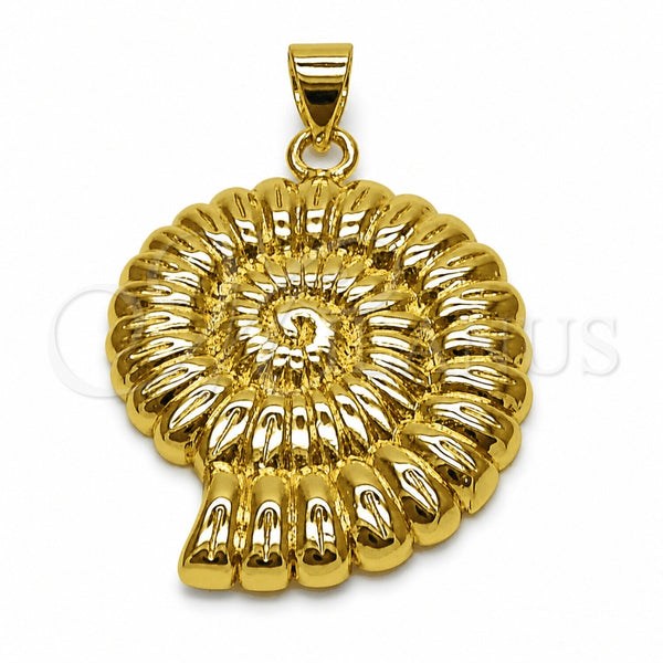 Oro Laminado Fancy Pendant, Gold Filled Style Snail Design, Polished, Golden Finish, 05.459.0082