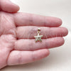 Oro Laminado Fancy Pendant, Gold Filled Style Star and Fish Design, with White Micro Pave, Polished, Golden Finish, 05.459.0083