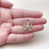 Oro Laminado Fancy Pendant, Gold Filled Style Fish and Star Design, with White Micro Pave, Polished, Golden Finish, 05.459.0085