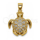 Oro Laminado Fancy Pendant, Gold Filled Style Turtle Design, with White Micro Pave, Polished, Golden Finish, 05.459.0086