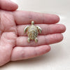 Oro Laminado Fancy Pendant, Gold Filled Style Turtle Design, with White Micro Pave, Polished, Golden Finish, 05.459.0087