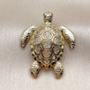 Oro Laminado Fancy Pendant, Gold Filled Style Turtle Design, with White Micro Pave, Polished, Golden Finish, 05.459.0087