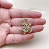Oro Laminado Fancy Pendant, Gold Filled Style Turtle Design, with White Cubic Zirconia, Polished, Golden Finish, 05.459.0088