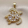 Oro Laminado Fancy Pendant, Gold Filled Style Turtle Design, with White Cubic Zirconia, Polished, Golden Finish, 05.459.0088