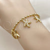 Oro Laminado Charm Bracelet, Gold Filled Style Star and Fish Design, with Ivory Pearl, Polished, Golden Finish, 03.282.0017.07 (03 MM Thickness, 7 Inches Length)