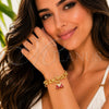Oro Laminado Charm Bracelet, Gold Filled Style Suitecase and Lock Design, Red Enamel Finish, Golden Finish, 03.282.0021.07 (09 MM Thickness, 8 Inches Length)