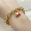 Oro Laminado Charm Bracelet, Gold Filled Style Suitecase and Lock Design, Red Enamel Finish, Golden Finish, 03.282.0021.07 (09 MM Thickness, 8 Inches Length)