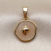 Oro Laminado Fancy Pendant, Gold Filled Style Snail Design, White Enamel Finish, Golden Finish, 05.282.0004