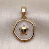 Oro Laminado Fancy Pendant, Gold Filled Style Turtle Design, White Enamel Finish, Golden Finish, 05.282.0006