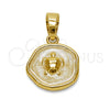 Oro Laminado Fancy Pendant, Gold Filled Style Turtle Design, White Enamel Finish, Golden Finish, 05.282.0006