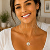 Oro Laminado Fancy Pendant, Gold Filled Style Shell Design, White Enamel Finish, Golden Finish, 05.282.0007