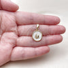 Oro Laminado Fancy Pendant, Gold Filled Style Shell Design, White Enamel Finish, Golden Finish, 05.282.0007