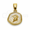 Oro Laminado Fancy Pendant, Gold Filled Style Dolphin Design, White Enamel Finish, Golden Finish, 05.282.0008