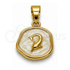 Oro Laminado Fancy Pendant, Gold Filled Style Dolphin Design, White Enamel Finish, Golden Finish, 05.282.0008