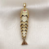 Oro Laminado Fancy Pendant, Gold Filled Style Fish Design, with Garnet Cubic Zirconia, Polished, Golden Finish, 05.282.0010