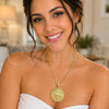 Oro Laminado Religious Pendant, Gold Filled Style Heart and Cross Design, Polished, Golden Finish, 05.282.0011