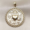 Oro Laminado Religious Pendant, Gold Filled Style Heart and Cross Design, Polished, Golden Finish, 05.282.0011