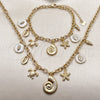 Oro Laminado Necklace and Bracelet, Gold Filled Style Snail and Turtle Design, Polished, Golden Finish, 06.282.0008.18