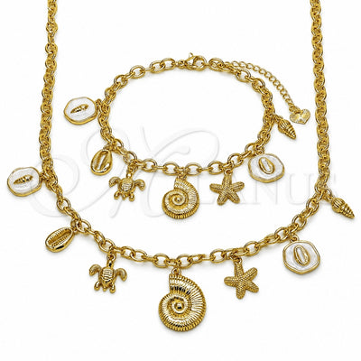 Oro Laminado Necklace and Bracelet, Gold Filled Style Snail and Turtle Design, Polished, Golden Finish for wholesale, main product view
