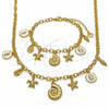 Oro Laminado Necklace and Bracelet, Gold Filled Style Snail and Turtle Design, Polished, Golden Finish, 06.282.0008.18