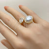 Oro Laminado Multi Stone Ring, Gold Filled Style with White Cubic Zirconia and Ivory Pearl, Polished, Golden Finish, 01.438.0019 (One size fits all)