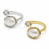 Oro Laminado Multi Stone Ring, Gold Filled Style with White Cubic Zirconia and Ivory Pearl, Polished, Golden Finish, 01.438.0019 (One size fits all)