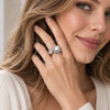 Rhodium Gold Filled Multi Stone Ring, with White Cubic Zirconia and Ivory Pearl, Polished, Rhodium Finish, 01.438.0019.1 (One size fits all)