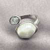White Gold Filled Multi Stone Ring, with White Cubic Zirconia and Ivory Pearl, Polished, Rhodium Finish, 01.438.0019.1 (One size fits all)