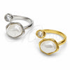 White Gold Filled Multi Stone Ring, with White Cubic Zirconia and Ivory Pearl, Polished, Rhodium Finish, 01.438.0019.1 (One size fits all)