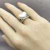Rhodium Gold Filled Multi Stone Ring, Heart Design, with Ivory Pearl, Polished, Rhodium Finish, 01.438.0020.1 (One size fits all)