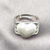 Rhodium Gold Filled Multi Stone Ring, Heart Design, with Ivory Pearl, Polished, Rhodium Finish, 01.438.0020.1 (One size fits all)